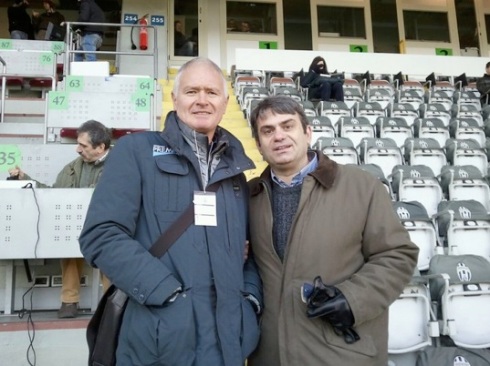 Aldo Serena, oggi commentatore Mediaset, con Leonardo Losito